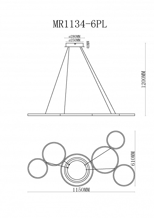 Подвесная люстра MyFar Victory MR1134-6PL - 4