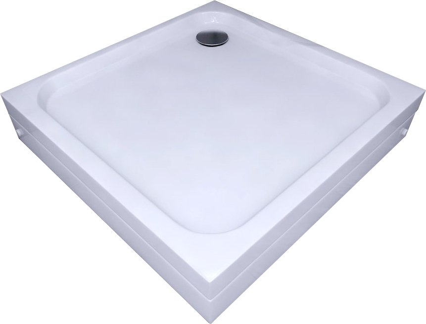 Душевой поддон (с ножками) из литого мрамора 90*90 квадратный, гладкое дно DP-0000004 - 0