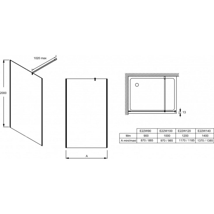 E22BW90-BL горизонтальная штанга /угол 90°/ (черная) - 1