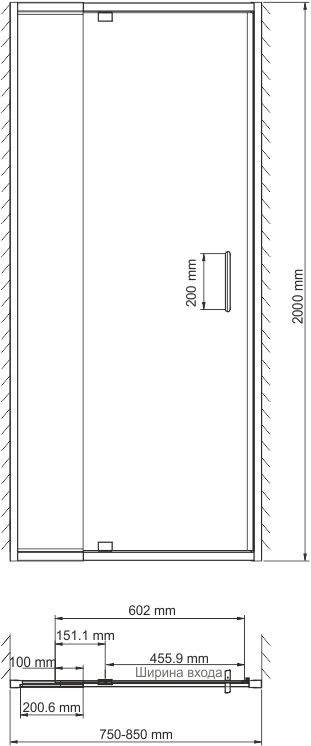 Душевая дверь в нишу Wasserkraft Berkel 48P27 80 см - 3