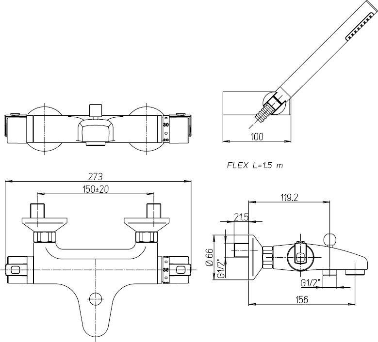 Смеситель для ванны с душем Paini Arena 92CR105THKM - 1