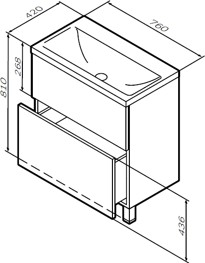 Тумба для комплекта Am.Pm Gem 75 белый глянец, с 2 ящиками M90FSX07522WG32 - 3