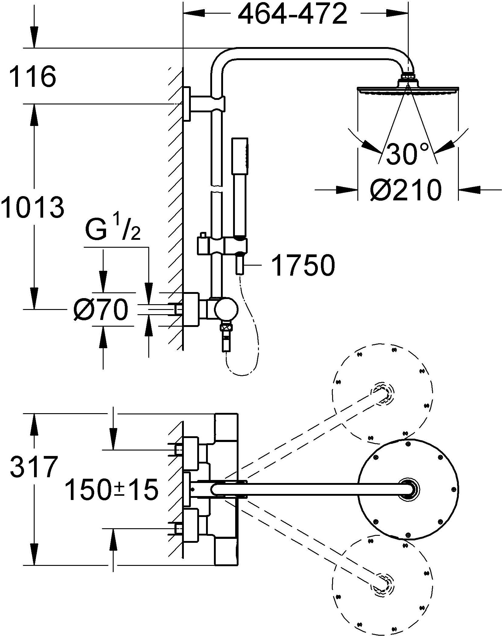 Душевая стойка Grohe Rainshower System 210 27032001 - 13