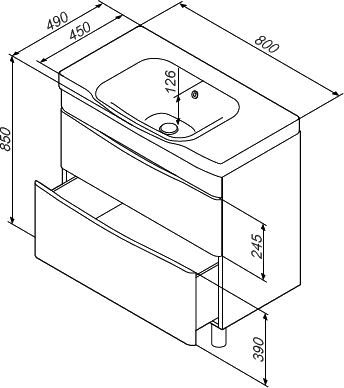 Тумба с раковиной Am.Pm Like 80 напольная, белый глянец - 10