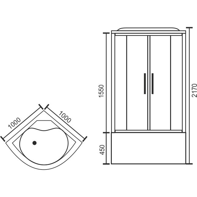 Душевая кабина Royal Bath 100х100 хром стекло матовое с гидромассажем RB100NRW-C-CH-P - 1