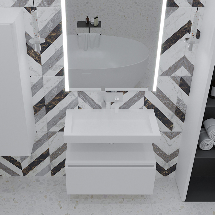 Тумба Armadi Art Flat Valessi Uno-S 80 подвесная белый глянец 897-080-W - 0