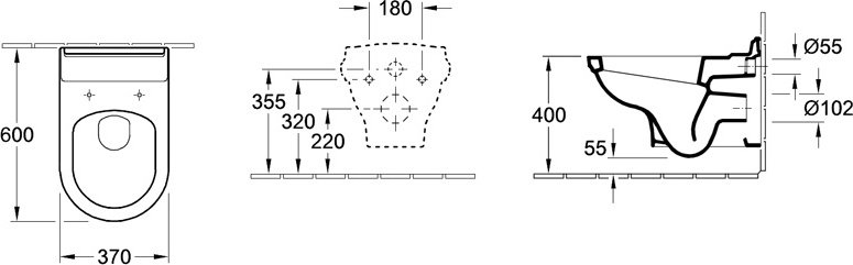 Чаша для унитаза подвесного Villeroy & Boch Hommage 6661 B0R1 alpin 6661B0R1 - 5