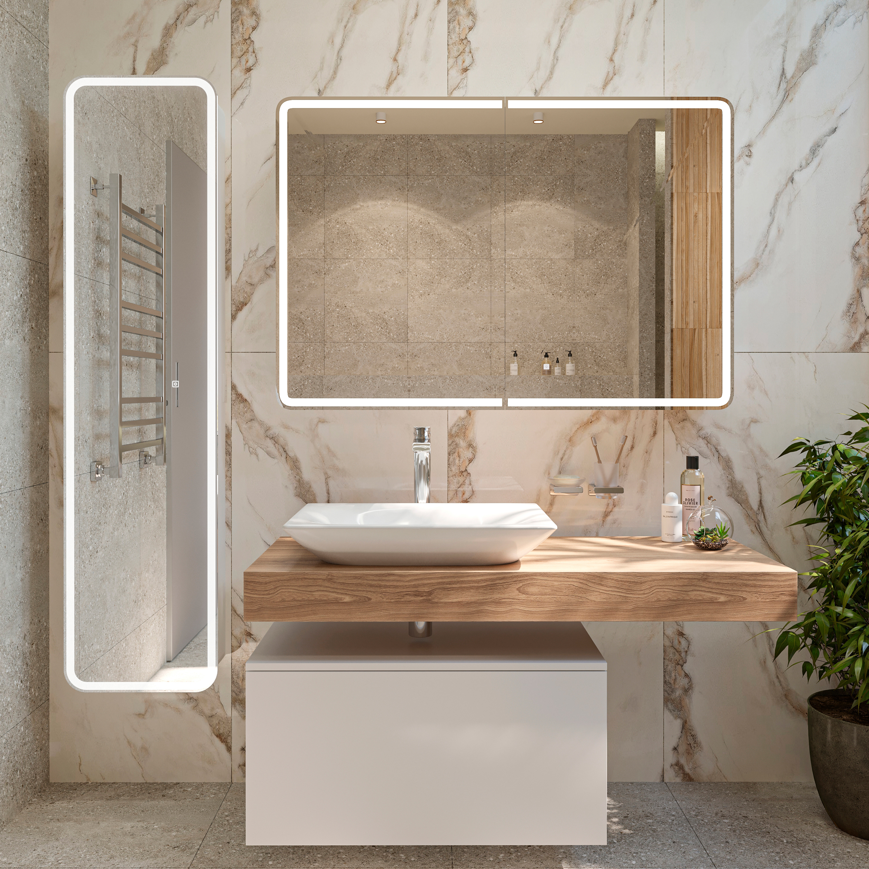 Зеркало-шкаф STWORKI Ольборг МВК078 120, с подсветкой, прямоугольный, большой, навесной, в стиле лофт, с розеткой - 1