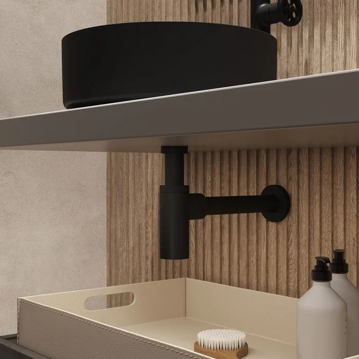 Бутылочный сифон для умывальника, черный матовый, Optima Home, IDDIS, OPTBL00i84 - 2