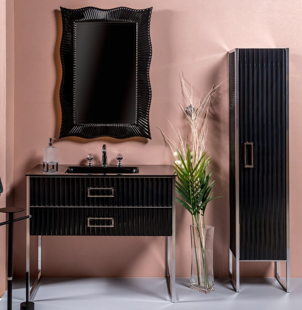 Шкаф-пенал Armadi Art Monaco R черный глянец - хром 868-BCR-R - 2