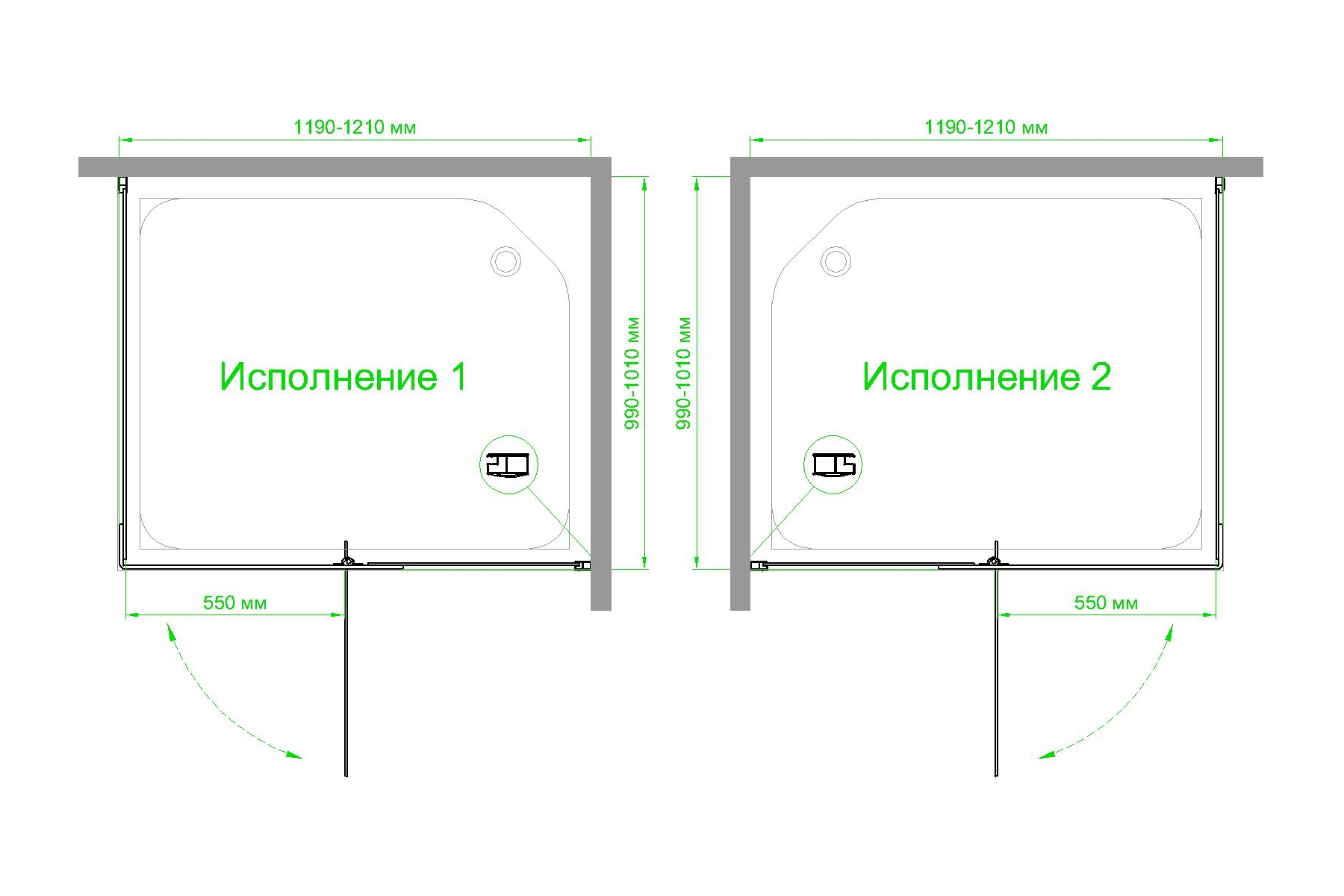 Душевой уголок Royal Bath HPVD 120х100 профиль черный стекло прозрачное RB1120HPVD-T-BL - 3