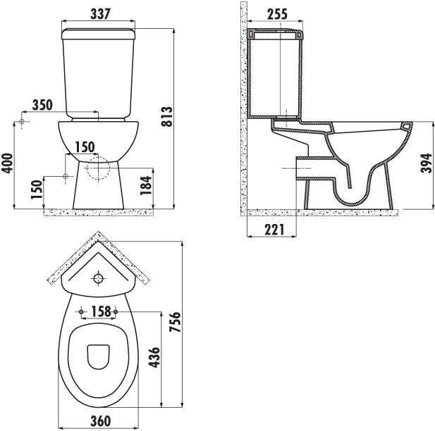Чаша для унитаза-компакта Creavit Corner SD310 с биде SD310-00CB00E-0000 - 2