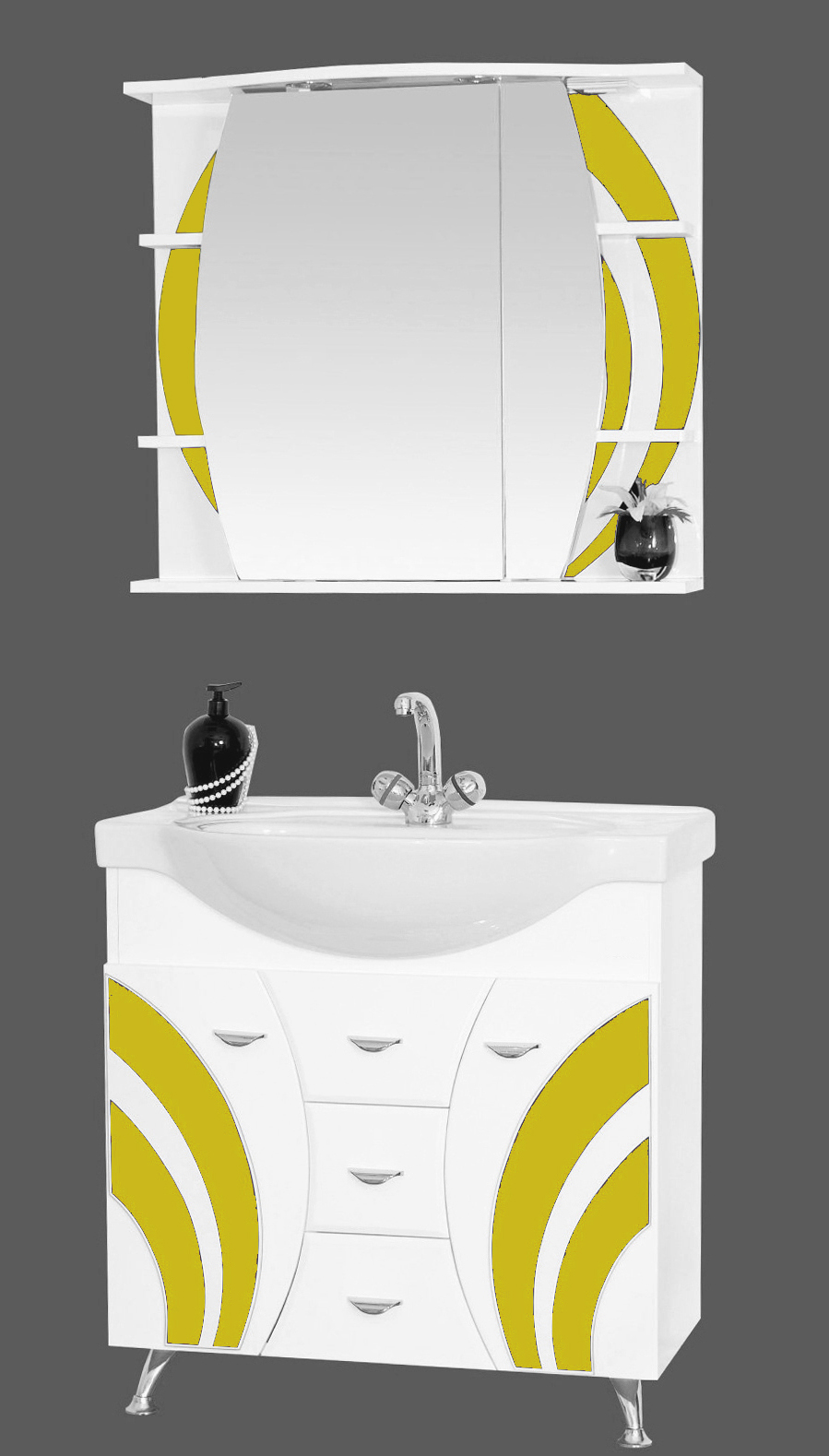 Зеркало-шкаф Misty Каролина 80 R желтое стекло П-Крл02080-315СвП - 1