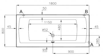 Акриловая ванна Vitra Neon 180x80 см  52540001000 - 1