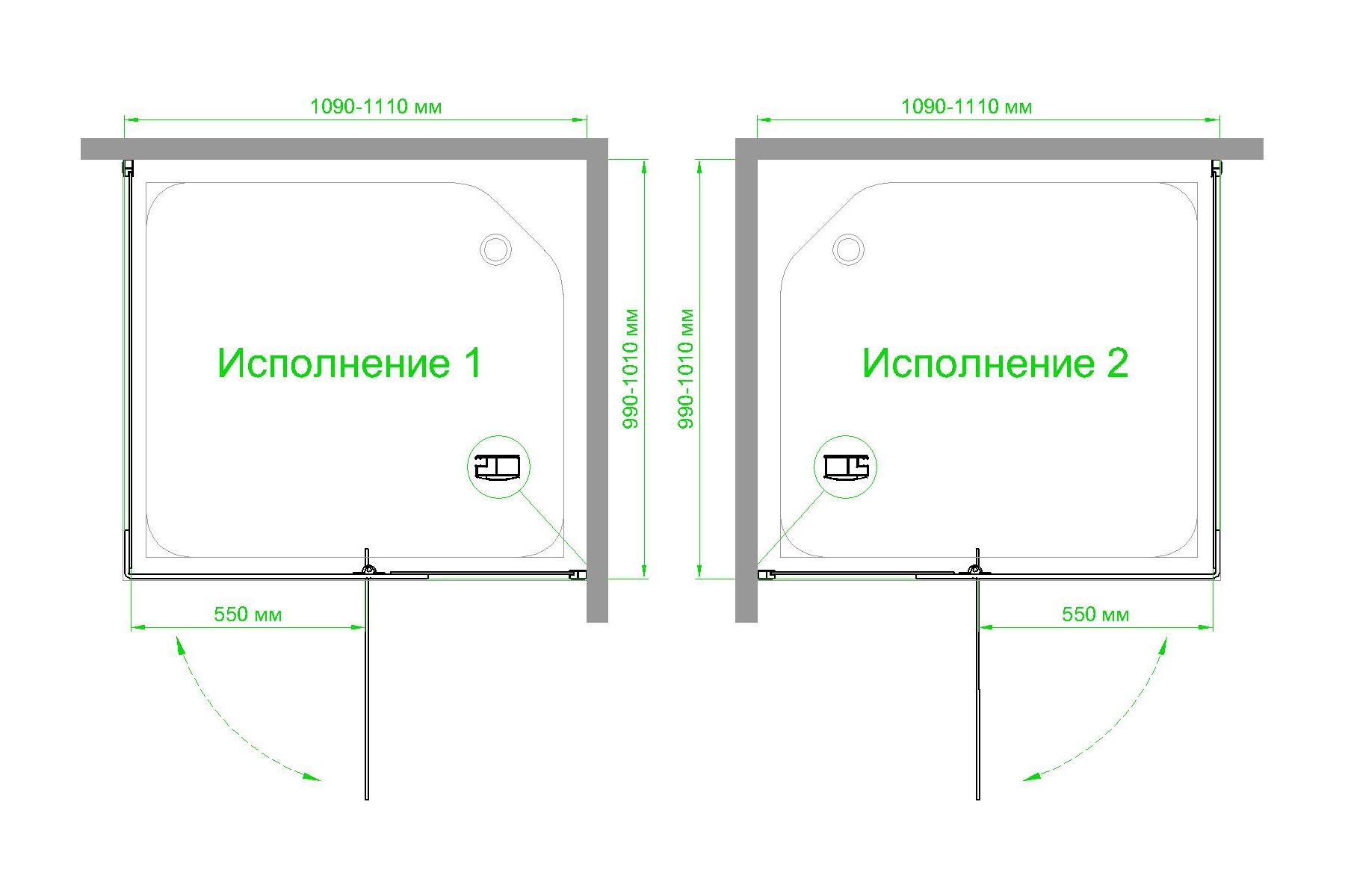 Душевой уголок Royal Bath HPVD 110х70 профиль черный стекло матовое RB7110HPVD-C-BL - 3