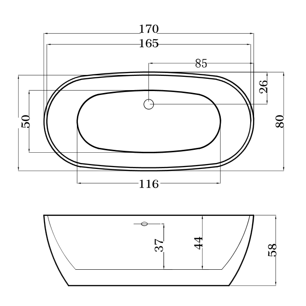 Акриловая ванна Esbano Rome 170x80 ESVAROME - 1