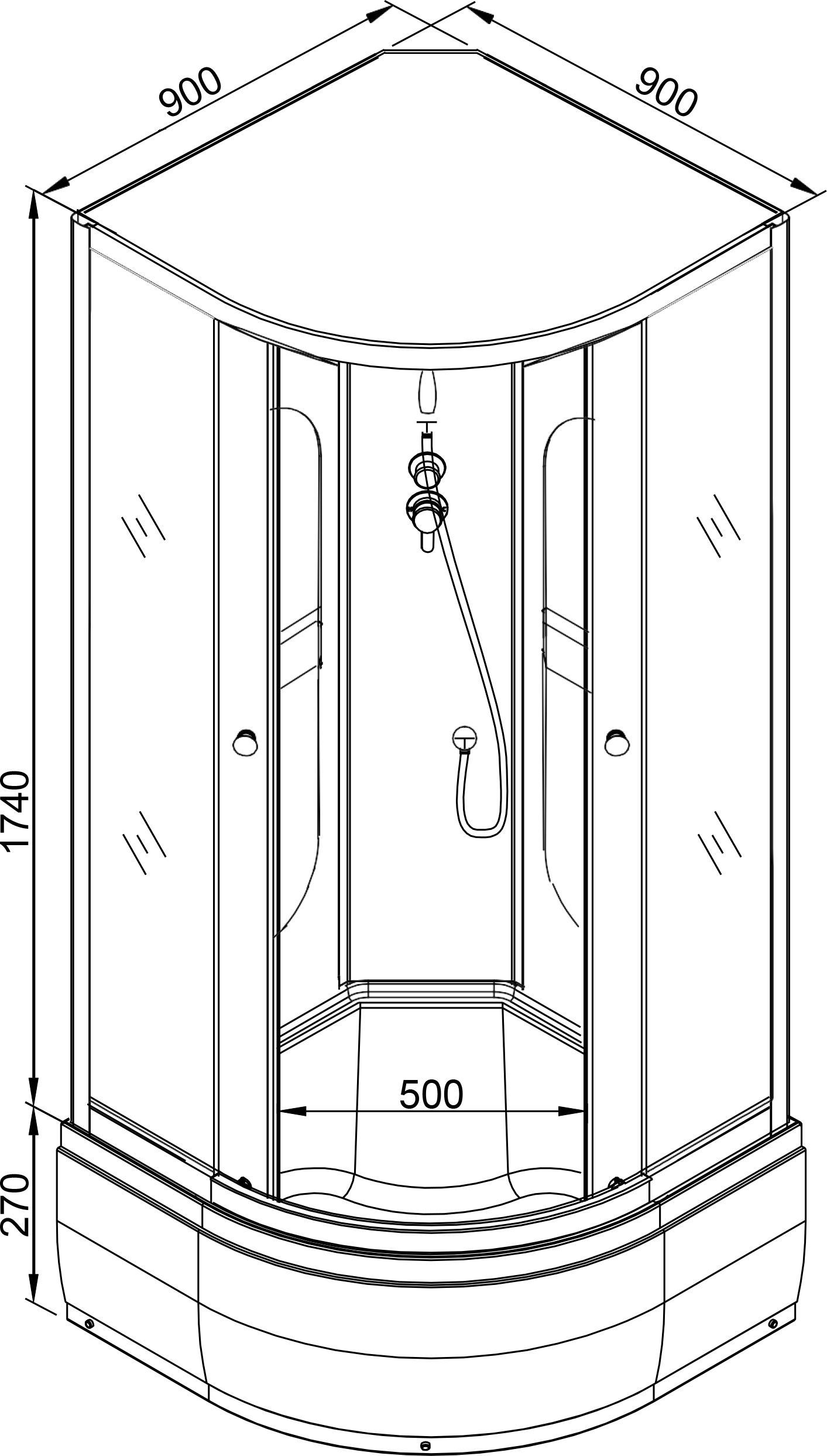 Душевая кабина Deto L 90х90  L590NGM - 11
