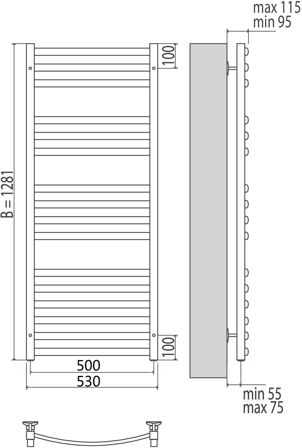 Полотенцесушитель электрический Terminus Енисей П16 500*1281 4660059580289 - 2