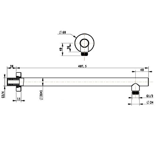 Кронштейн для верхнего душа Villeroy&Boch Universal черный, матовый  TVC000453510K5 - 1