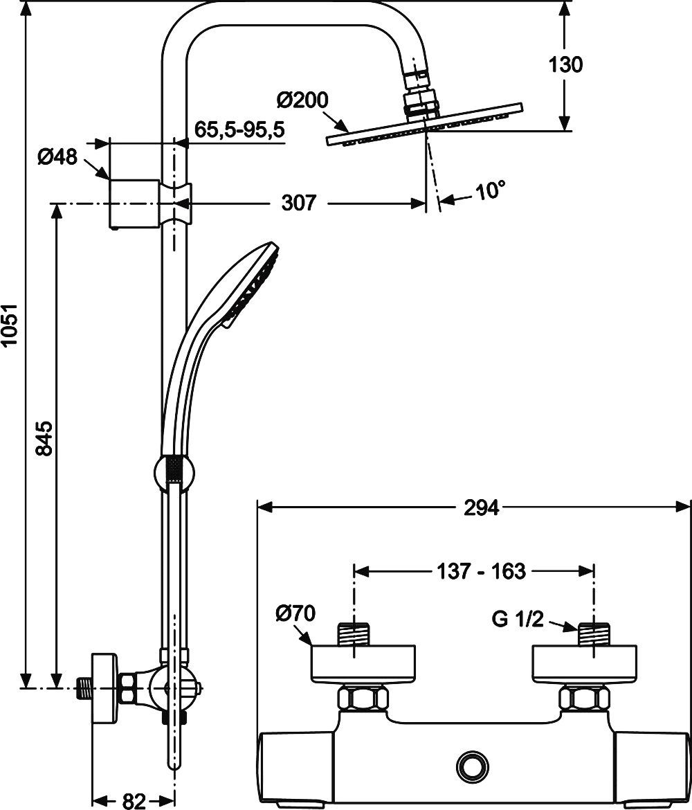 Душевая стойка Ideal Standard IdealDuo  A5686AA - 4