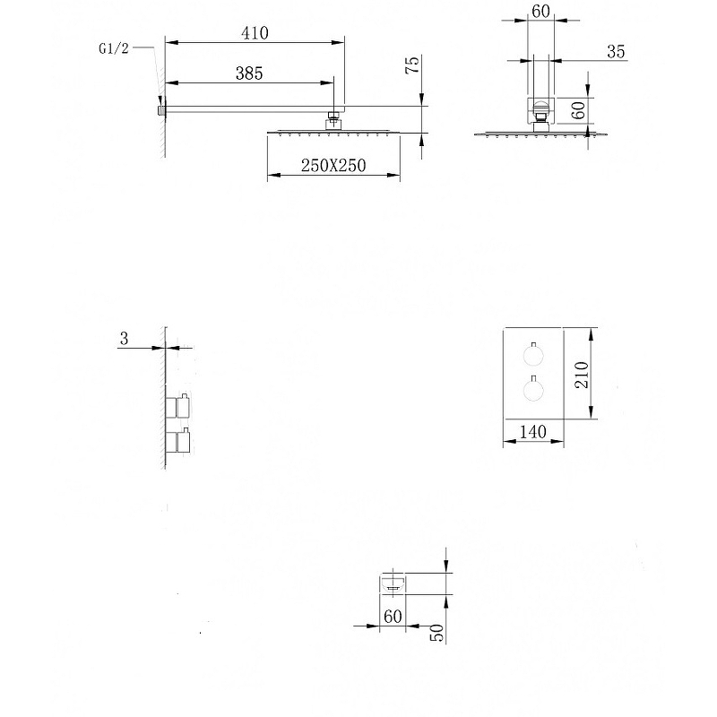 Душевая система Abber Daheim с термостатом белая AF8051W - 1