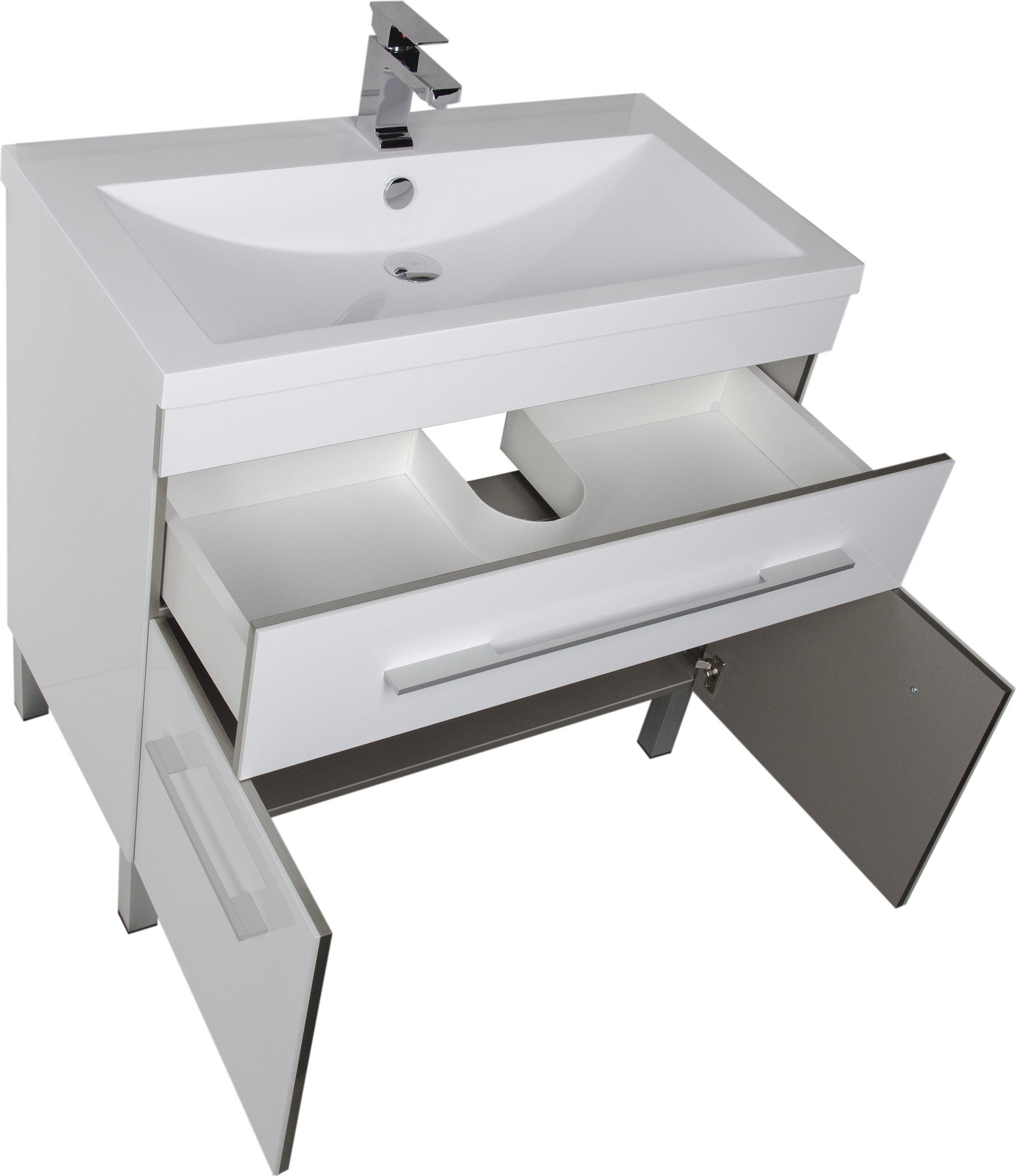 Тумба с раковиной Aquanet Верона 90 белая, 1 ящик, 2 двери 182708 - 7