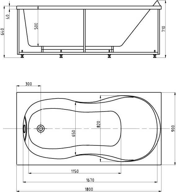Акриловая ванна Aquatek Мартиника 180x90 см MAR180-0000068, белый - 1