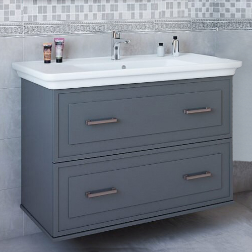 Тумба с раковиной Sanflor Модена 105 подвесная, серая - 0