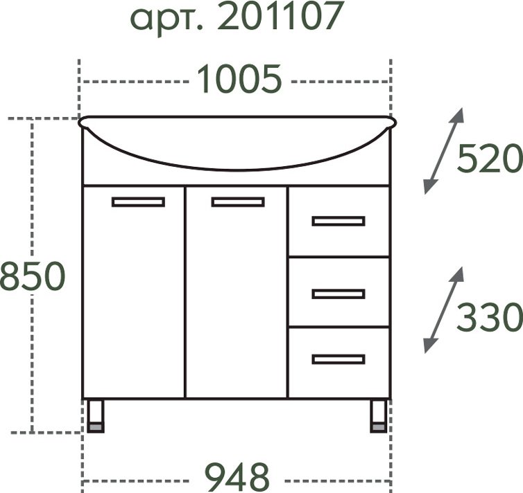 Мебель для ванной СанТа Эльбрус 100 - 8