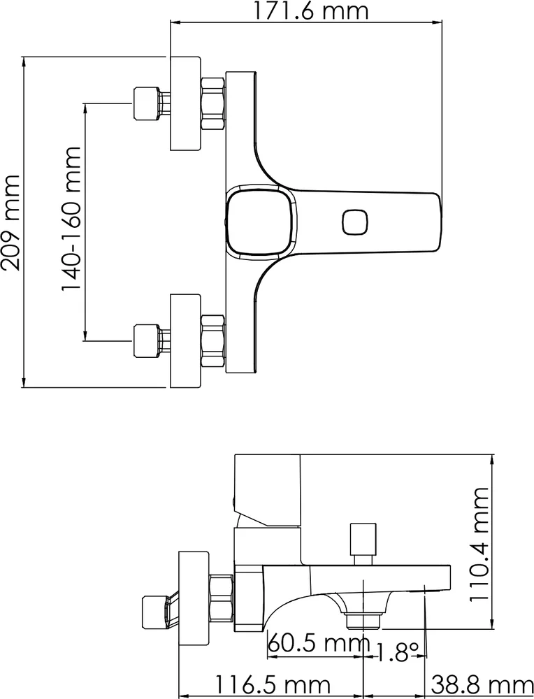 Смеситель для ванны с душем Wasserkraft Naab хром 8601 - 9