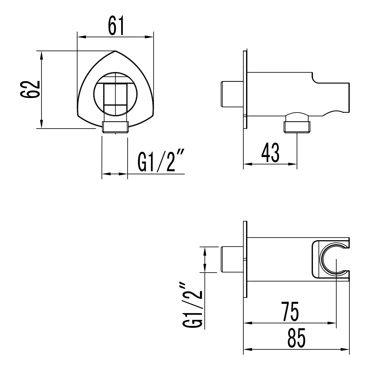 Подключение для душевого шланга с креплением для лейки Lemark LM3585C для LM3519C, хром - 1