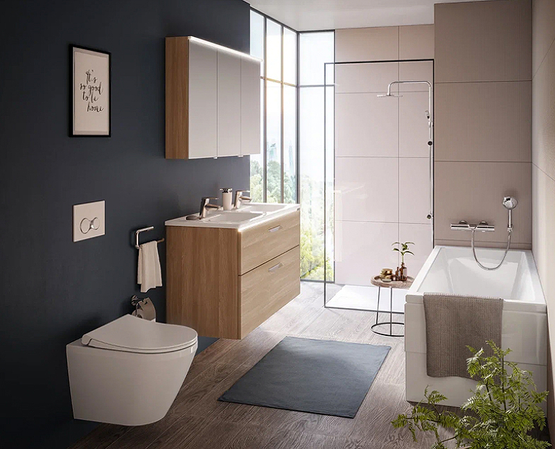 Комплект подвесного унитаза с инсталляцией VitrA Integra Round белый с сиденьем микролифт и кнопкой хром 9856B003-7205 - 2