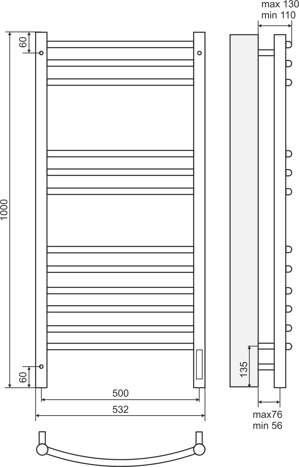 Электрический полотенцесушитель Terminus Классик П12 500x1000 Хром 4670078527325 - 2