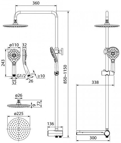 Душевая стойка Iddis Ray RAYSB3Fi76 - 4