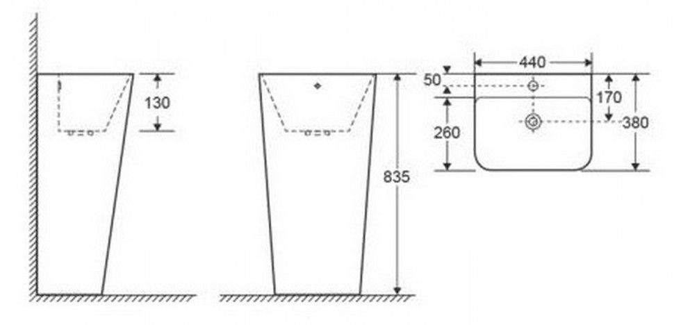 Раковина напольная CeramaLux N 44 см белый  G-302 - 3