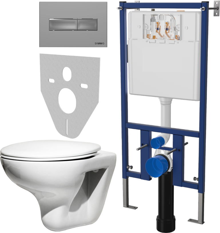 Комплект Унитаз подвесной Roca Mateo 346200000 с микролифтом + Система инсталляции для унитазов DIWO 4501 + Кнопка смыва DIWO 7321 хром матовый 578008 - 0