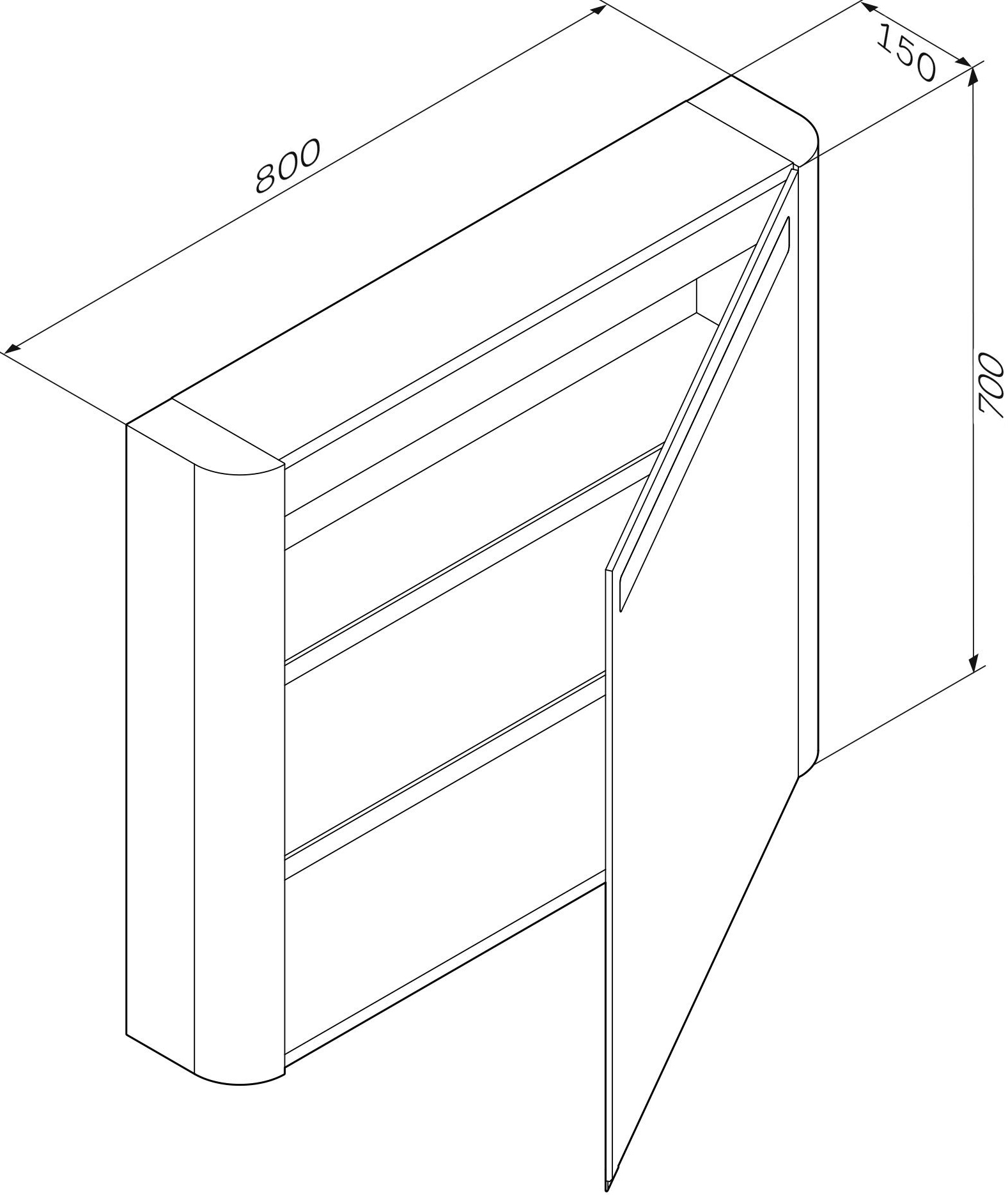 Зеркало-шкаф AM.PM Sensation 80 R, серый шелк M30MCR0801FG - 4