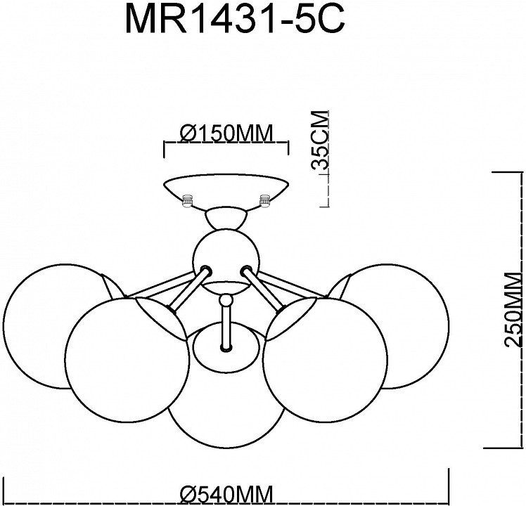 Люстра на штанге MyFar Kate MR1431-5C - 2