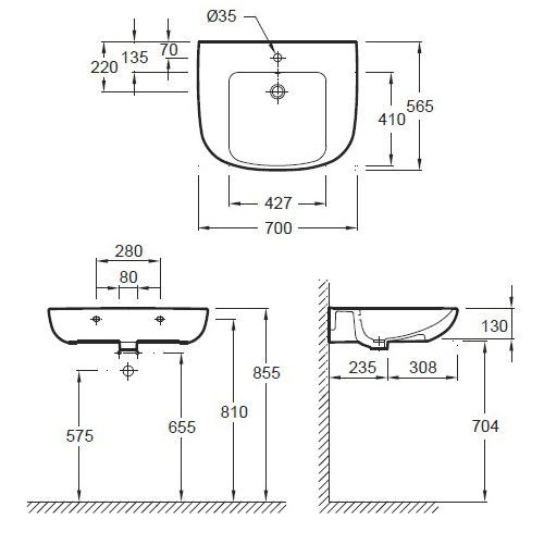 Раковина Jacob Delafon Odeon Up E4495 70 см E4495-00 - 2