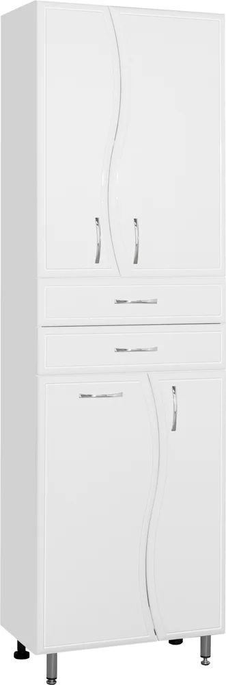 Шкаф-пенал Style Line Эко Волна 60 с бельевой корзиной белый ЛС-000010047 - 0