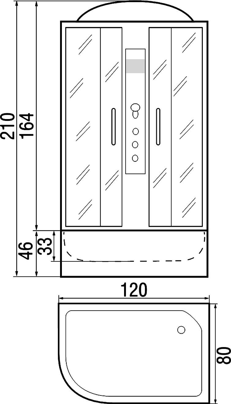 Душевая кабина с поддоном River Dunay 120/80/44 MT R  10000000125 - 2