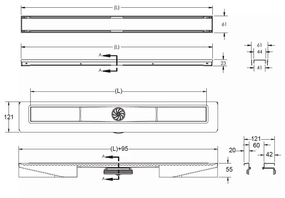 Душевой лоток Berges B1 Keramik 70 золото глянцевое 092018 - 1
