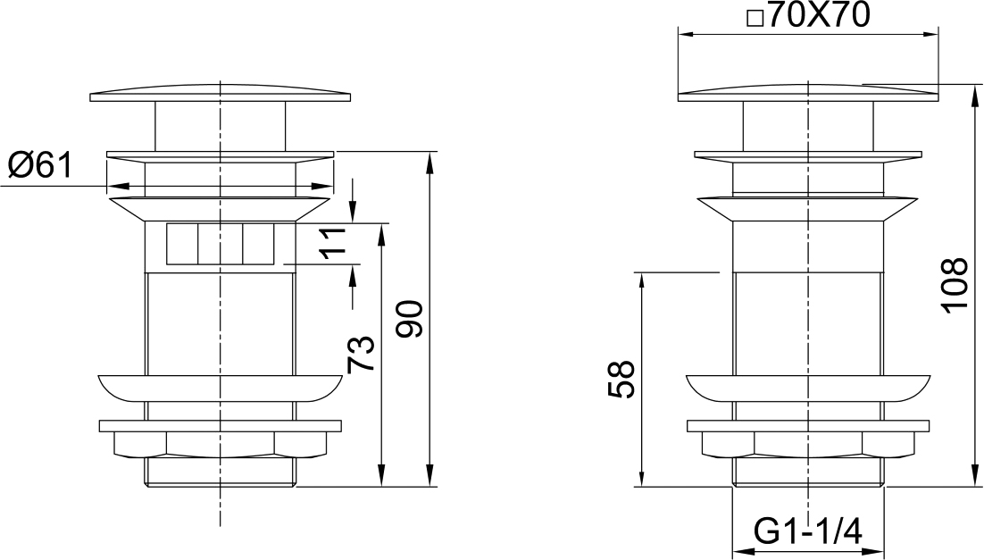 Донный клапан для раковины Allen Brau Infinity Square 5.21026-00 с переливом, хром - 1