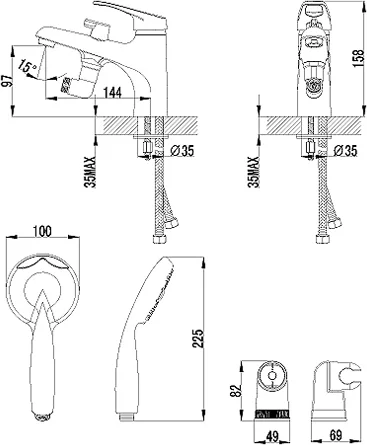 Смеситель Lemark Omega LM3115C на борт ванны - 1
