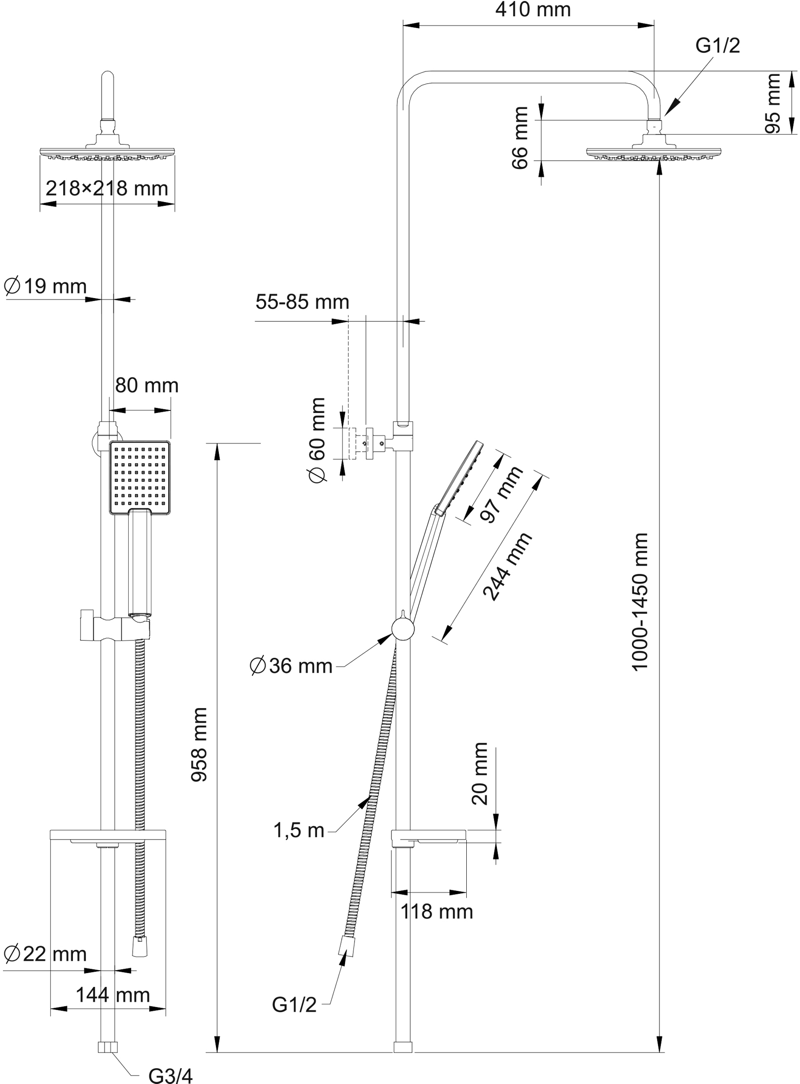 Душевая стойка Swedbe Calypso хром  5064 - 9
