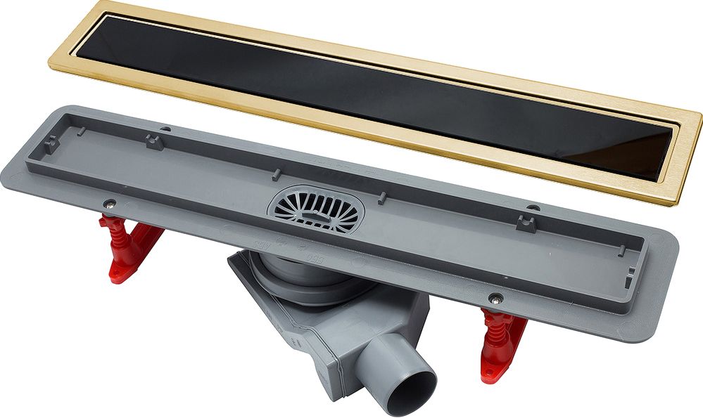 Душевой лоток Pestan Confluo Premium Gold Black Glass Line 300 черное стекло/позолоченная сталь 13100094 - 2