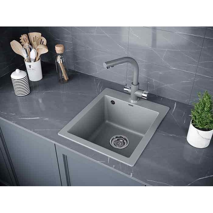 Мойка кухонная Paulmark Leer 41.5 серый матовый PM104249-GRM - 2