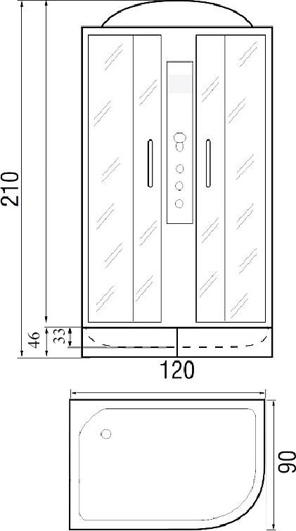 Душевая кабина с поддоном River Desna 120/90/44 MT L  10000001761 - 3