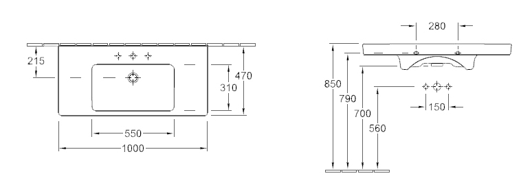 Мебельная раковина Villeroy & Boch Subway 2.0 100 см  7175A001 - 2