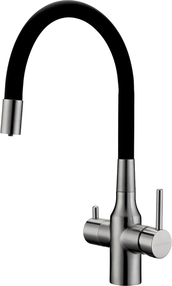 Смеситель для кухни Paulmark Salix с гибким изливом сталь - черный матовый Sa213419-NI - 0